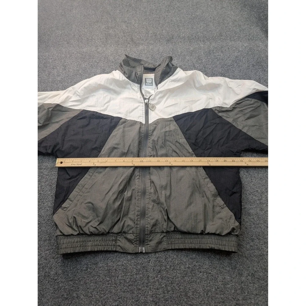 Wilson Jacket Mens L Gray Colorblock Windbreaker Full Zip Lined Tennis Athletic